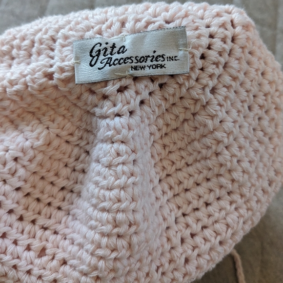 Gita Accessories New York Pink Knit Feathery trim Hat with Ties OS EUC - Picture 4 of 5